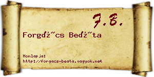 Forgács Beáta névjegykártya